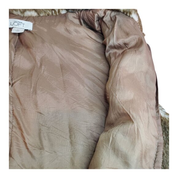ANN TAYLOR LOFT SZ 10 Brown/Tan Soft Faux Fur Zippered Vest - Picture 8 of 8